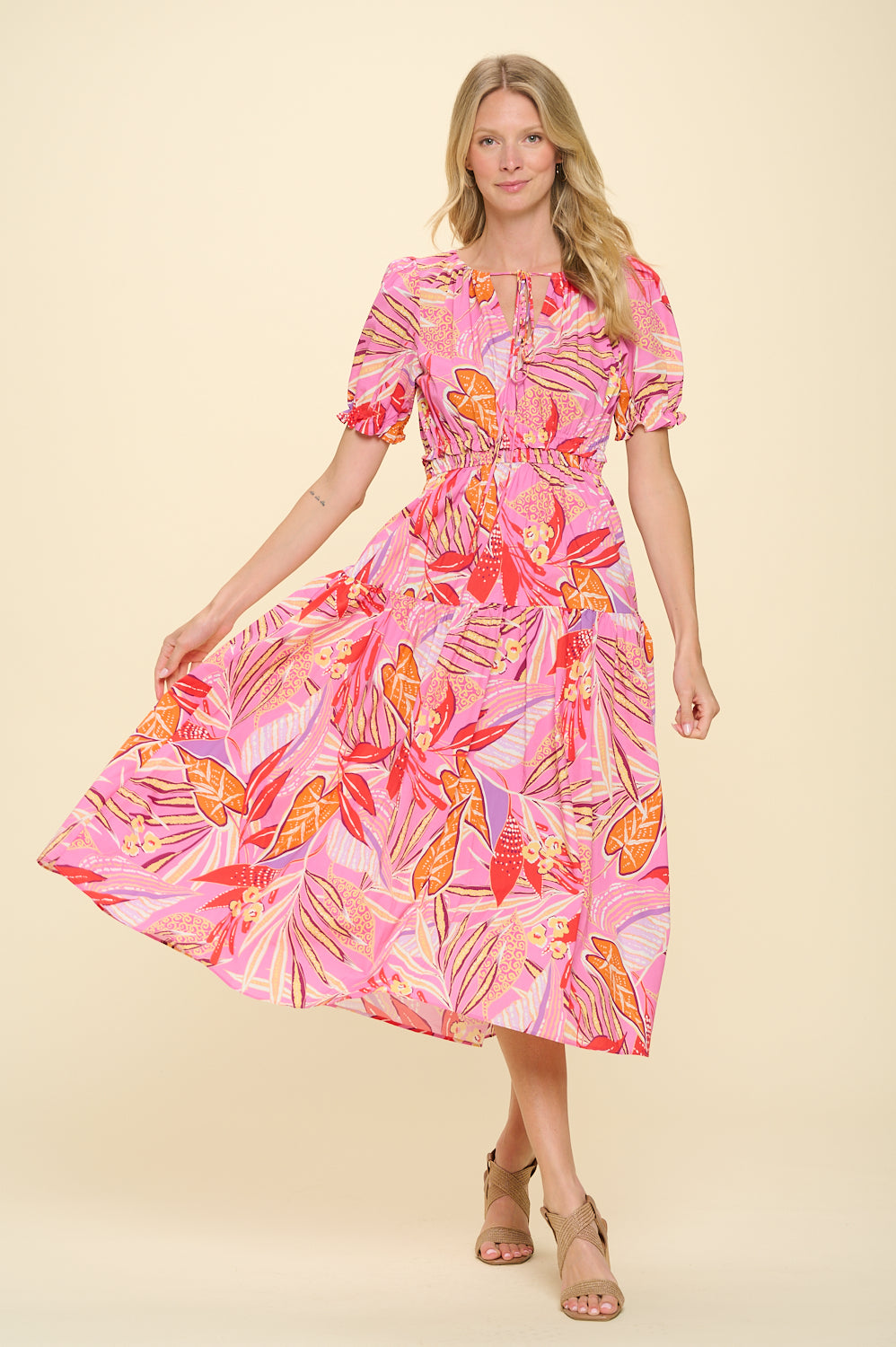 Tropical Pink Delphi Dress