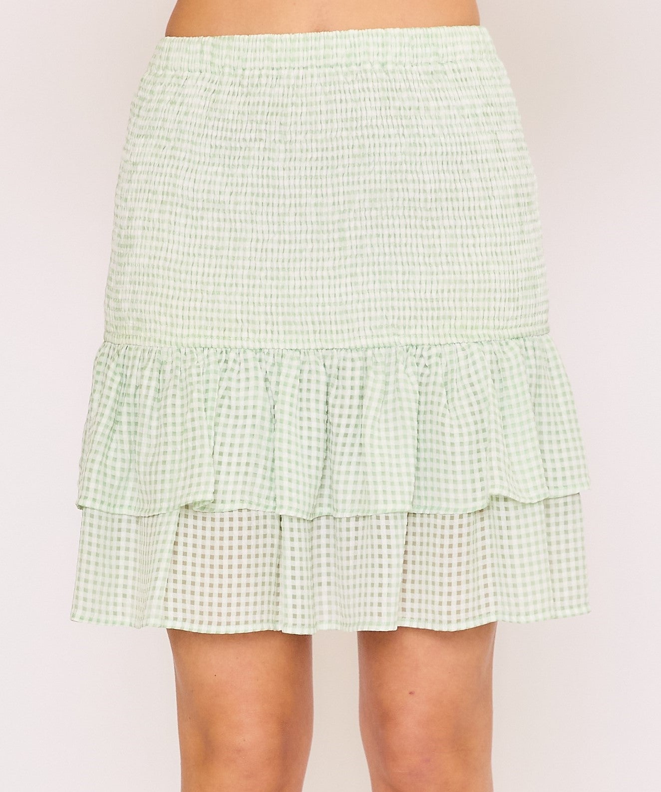 Mint Check Demi Skirt