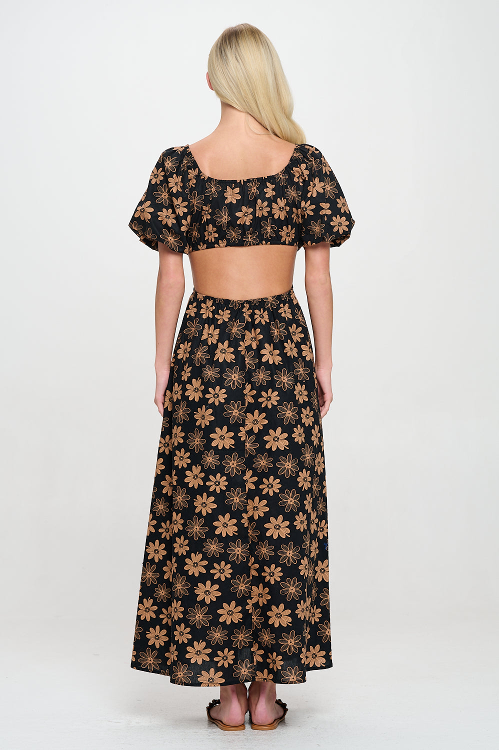 Black Daisy Cut Out Maxi Dress