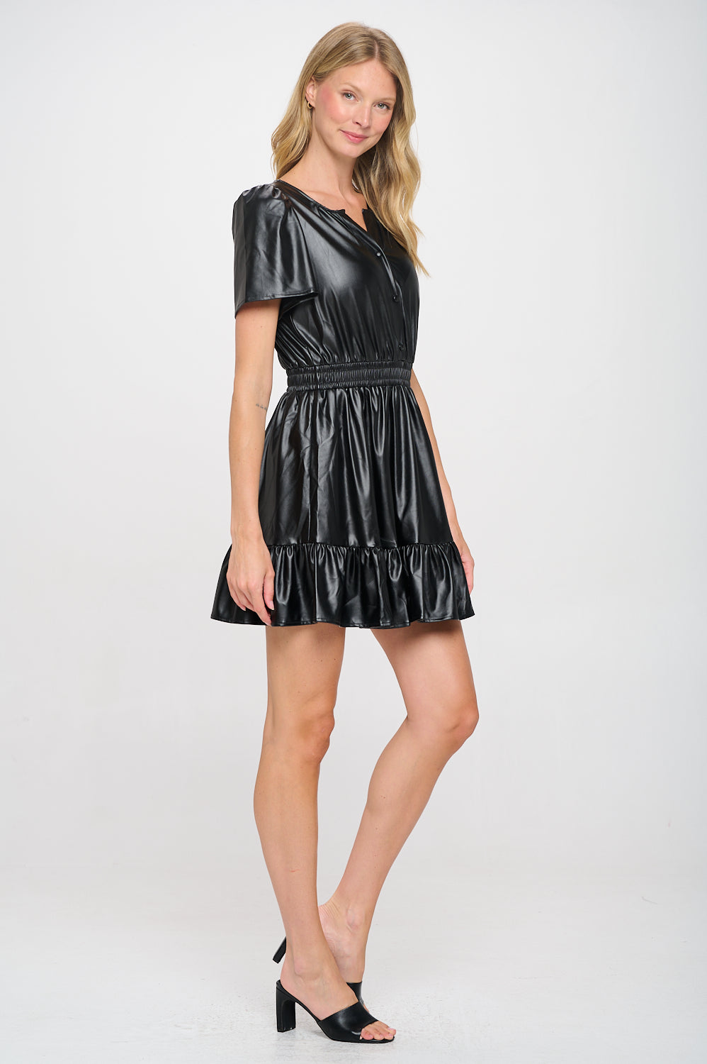 Black Vegan Leather Belle Dress