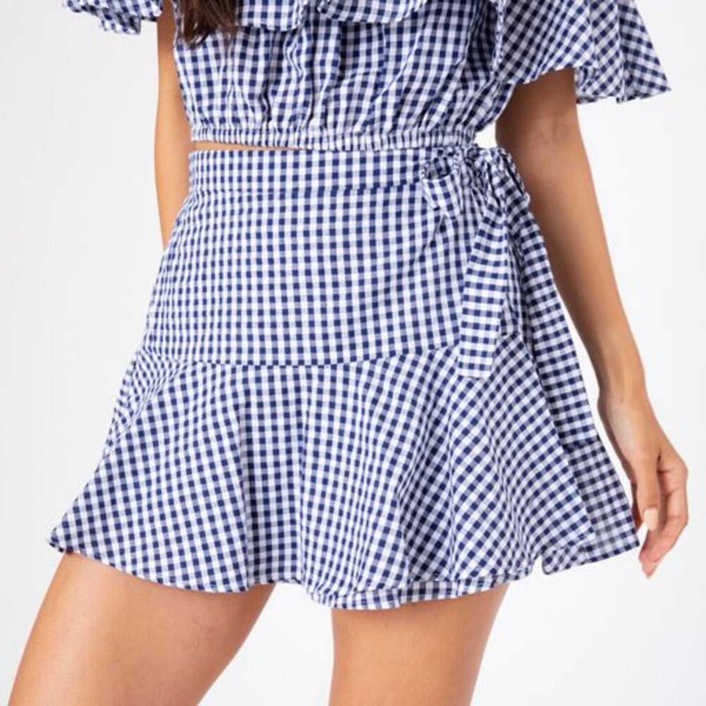 Navy Check Agnes Skirt