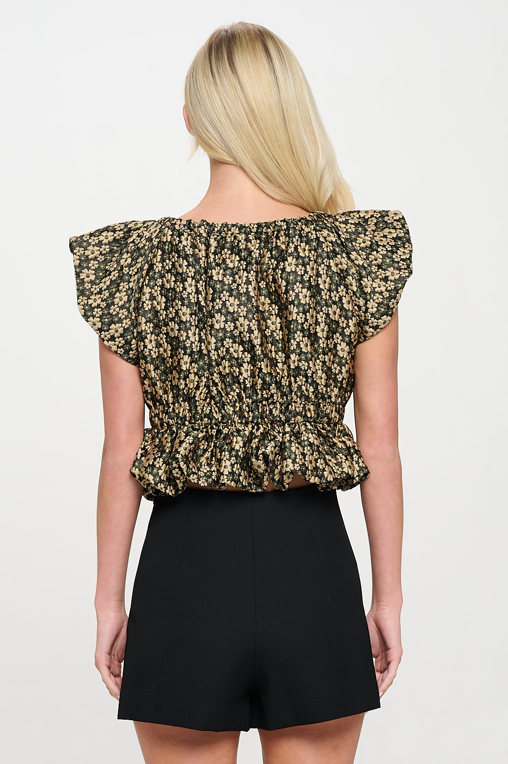 Gold Daisy Jacquard Bow Top