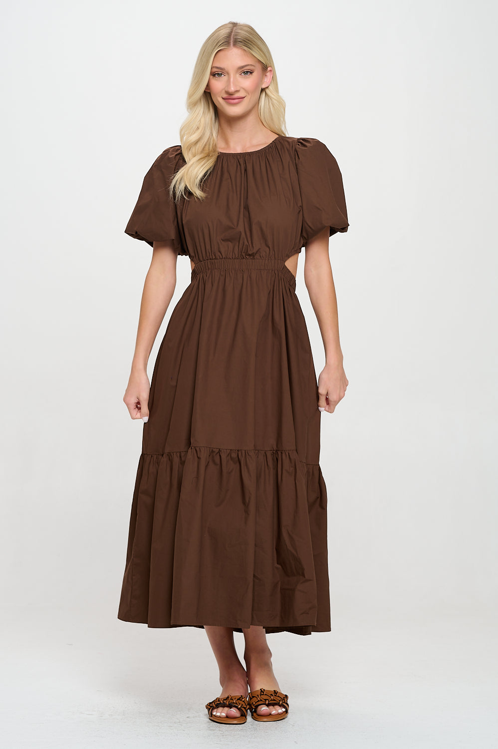 Brown Poplin Maxi Dress