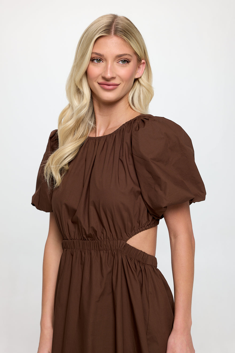 Brown Poplin Maxi Dress