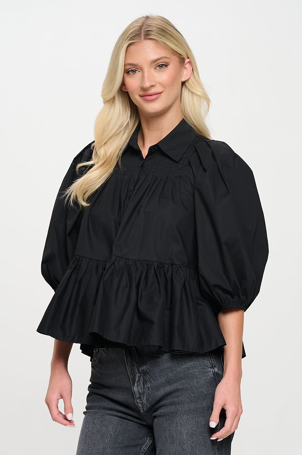 Black Poplin Blouse