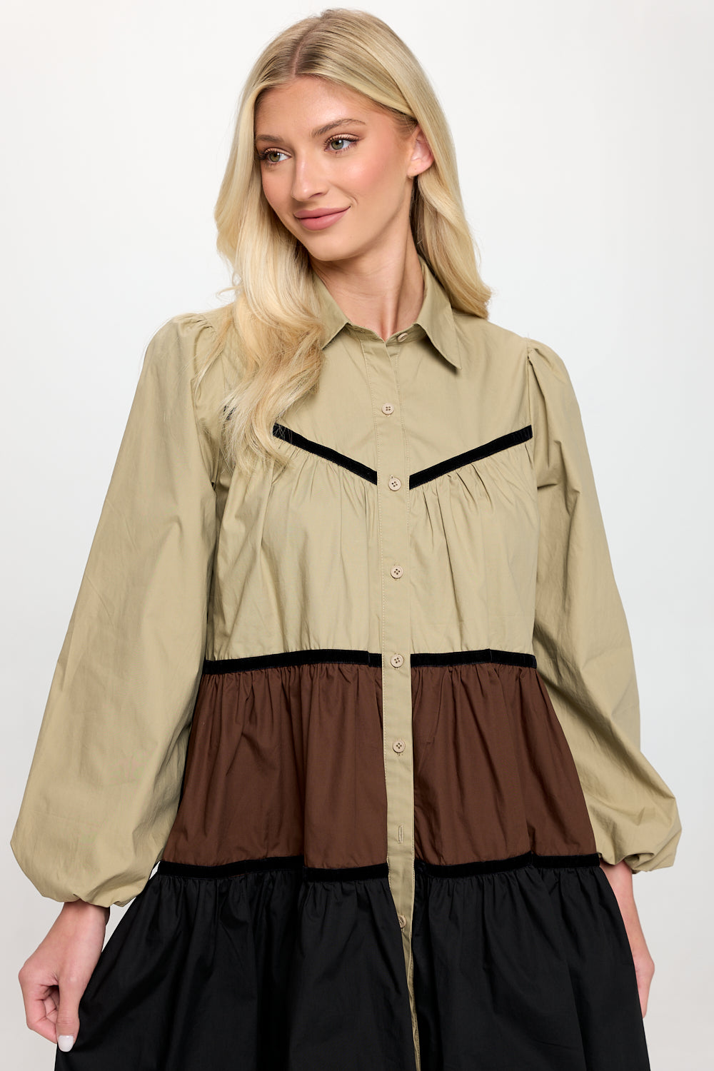 Multi Poplin Shirt Dress