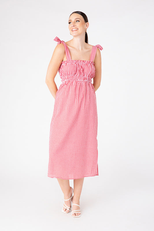 Red Stripe Lidia Dress