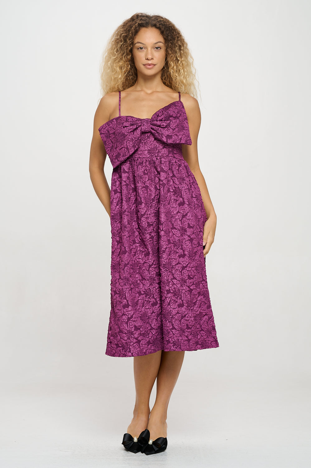 Violet Jacquard Bow Dress