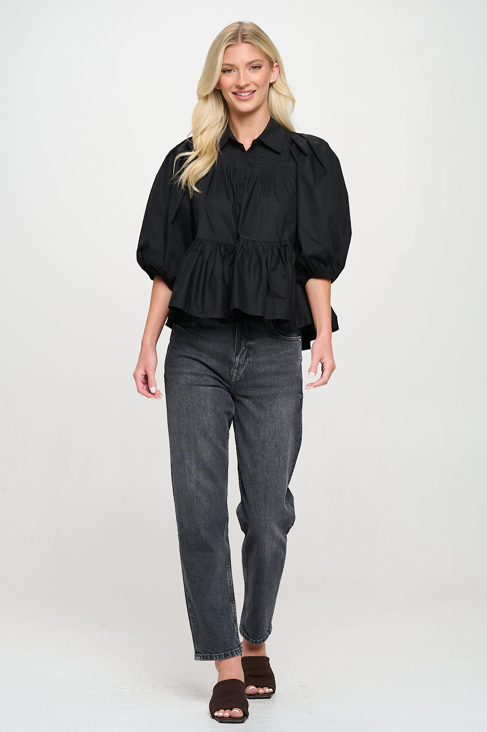 Black Poplin Blouse