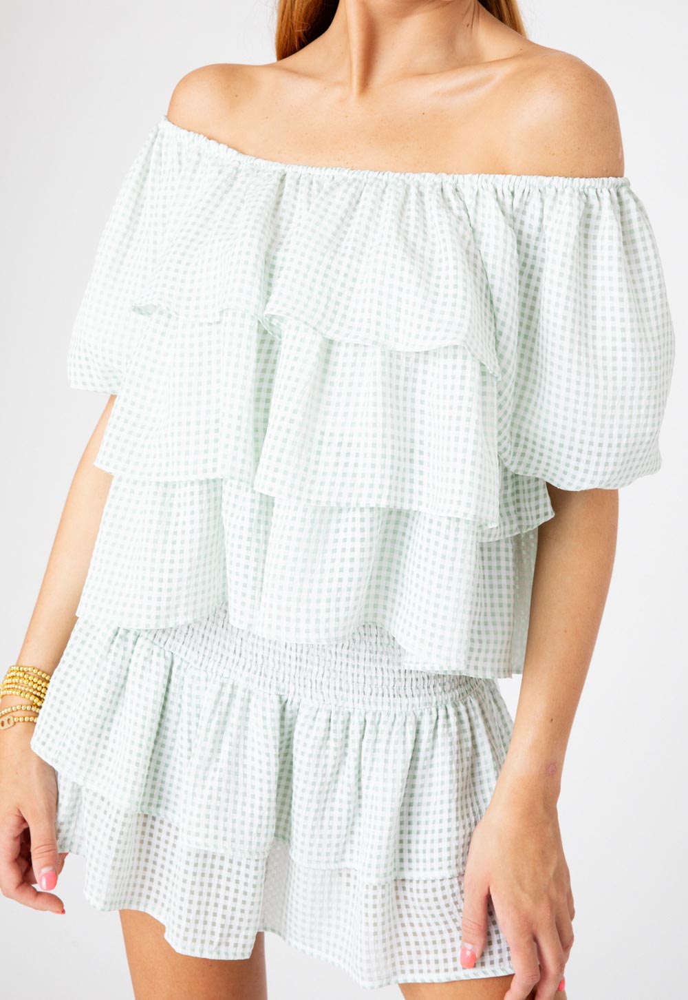 Mint  Check Harmony Top