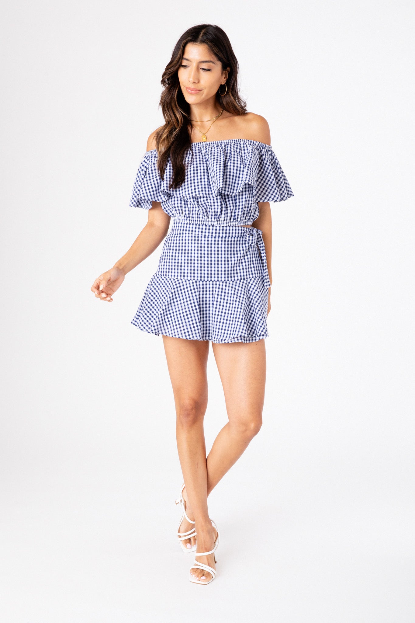 Navy Check Alena Top