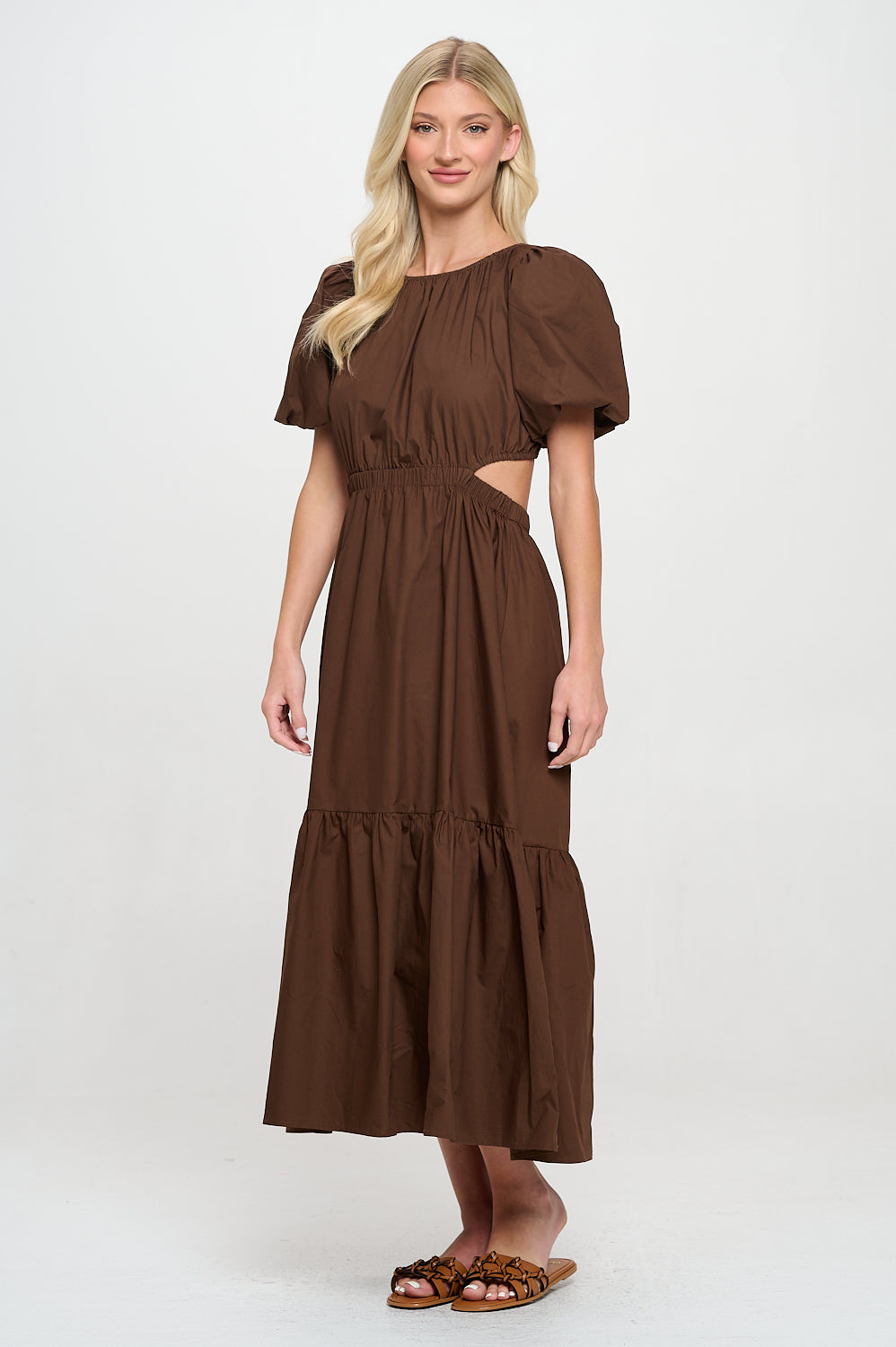 Brown Poplin Maxi Dress