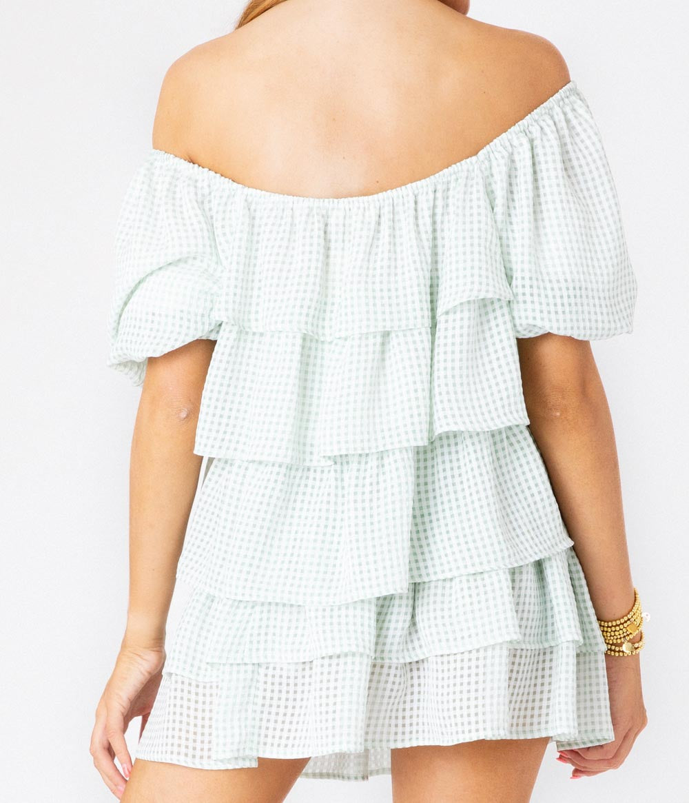 Mint  Check Harmony Top