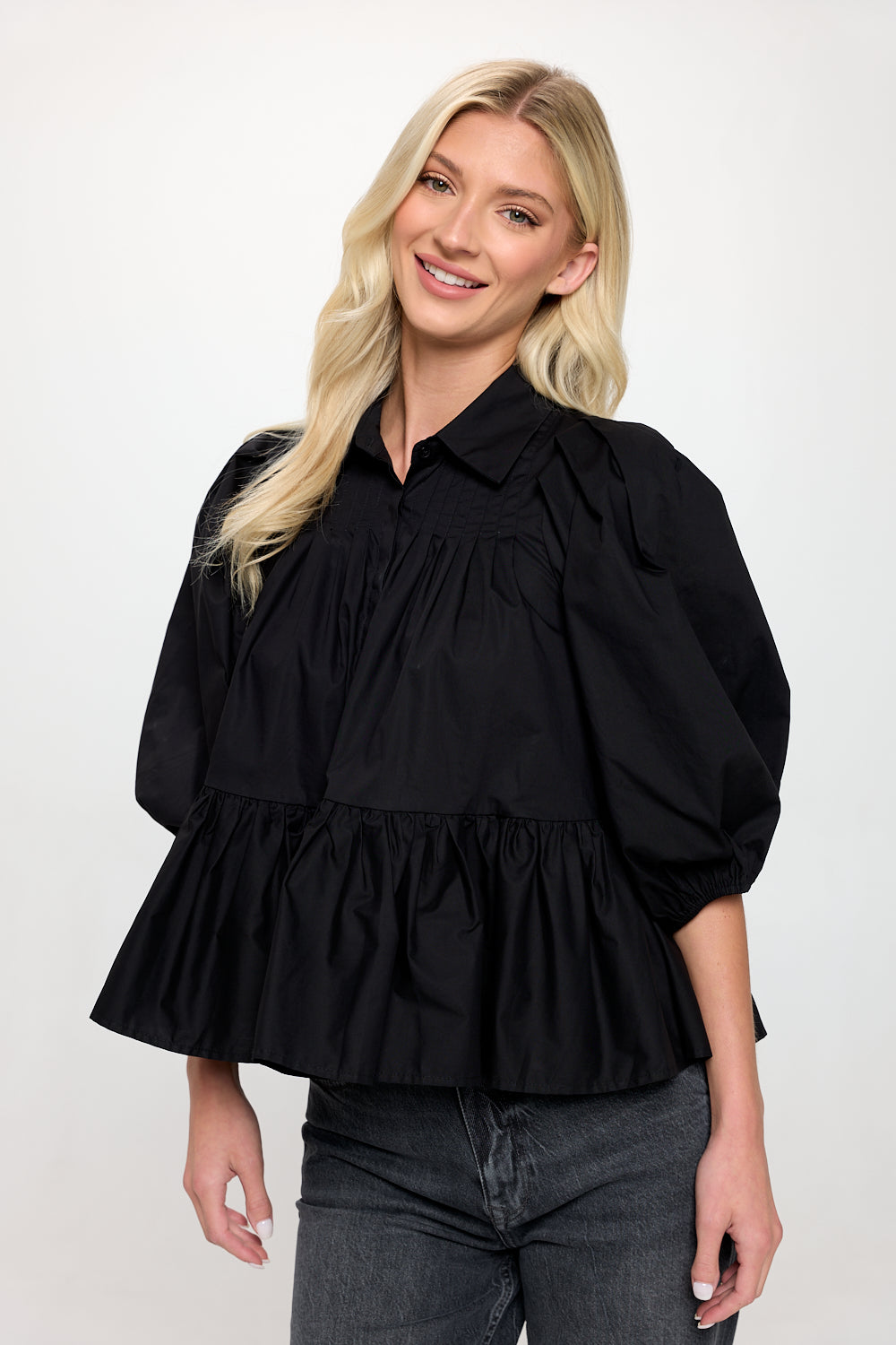 Black Poplin Blouse