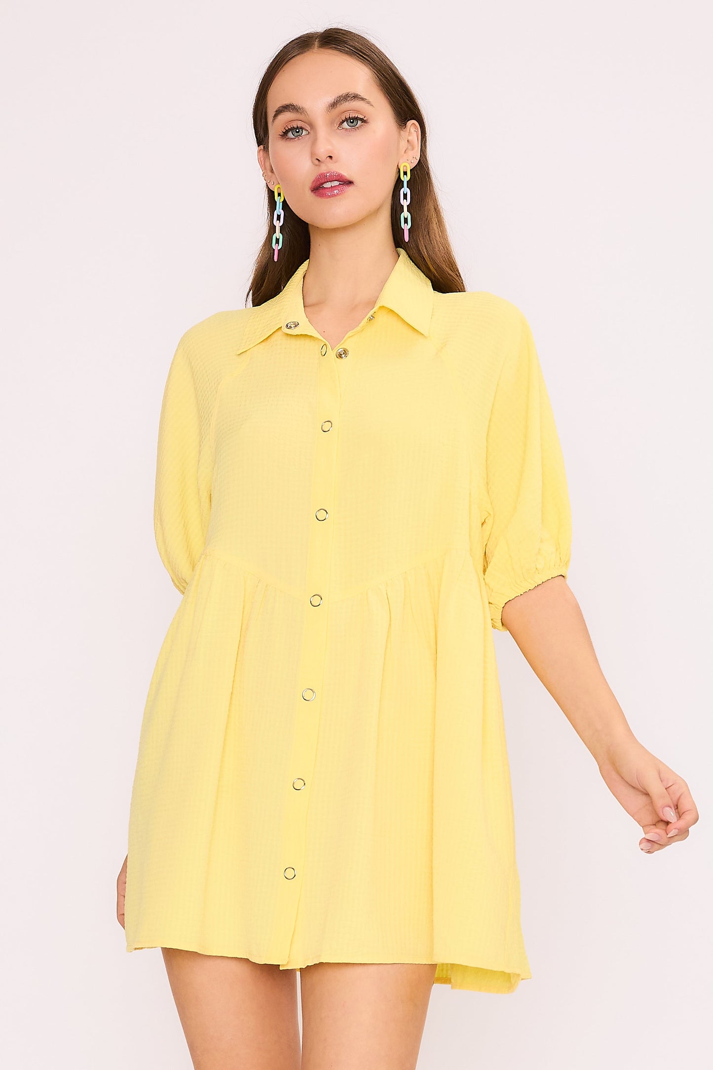 Shadow Stripe Yellow Ines Dress