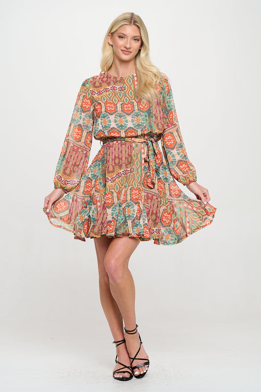 Ancient Tapestry Long Sleeve Dress