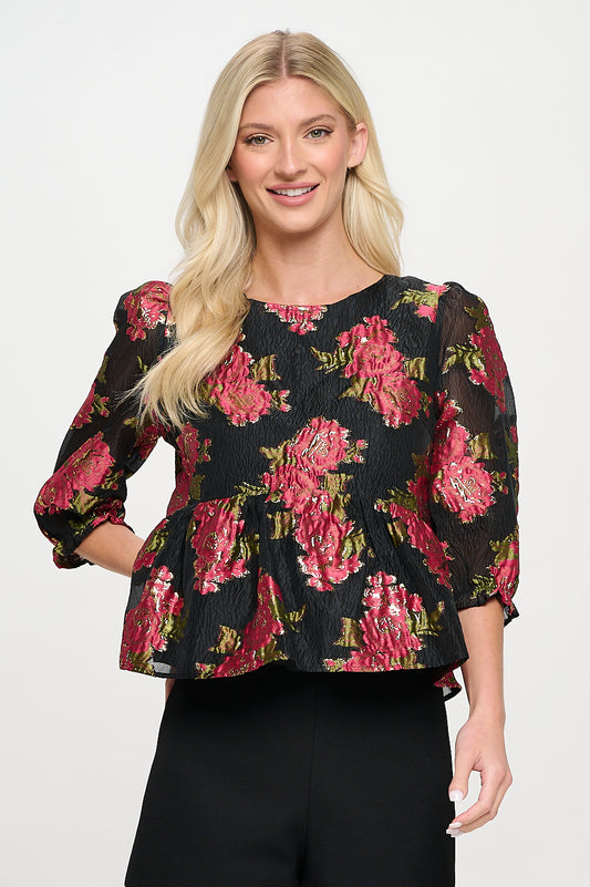 Scarlet Blossom Noir Blouse