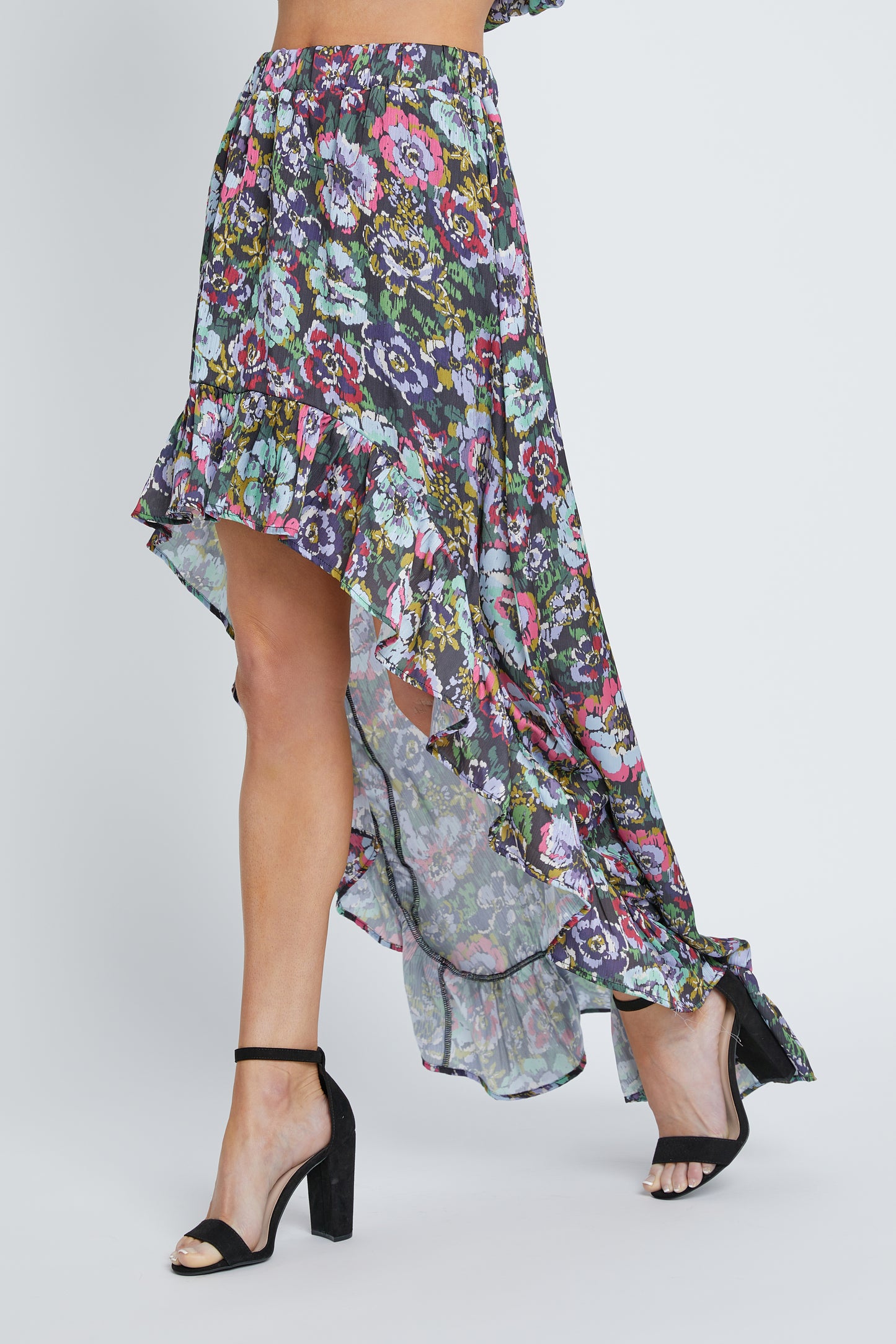 Dark Watercolor Floral Giana Skirt