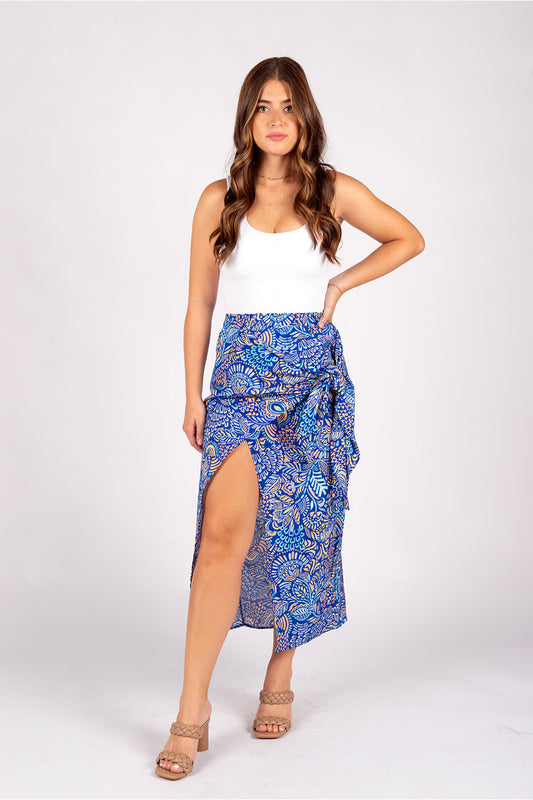 Henna Cobalt Wrap skirt