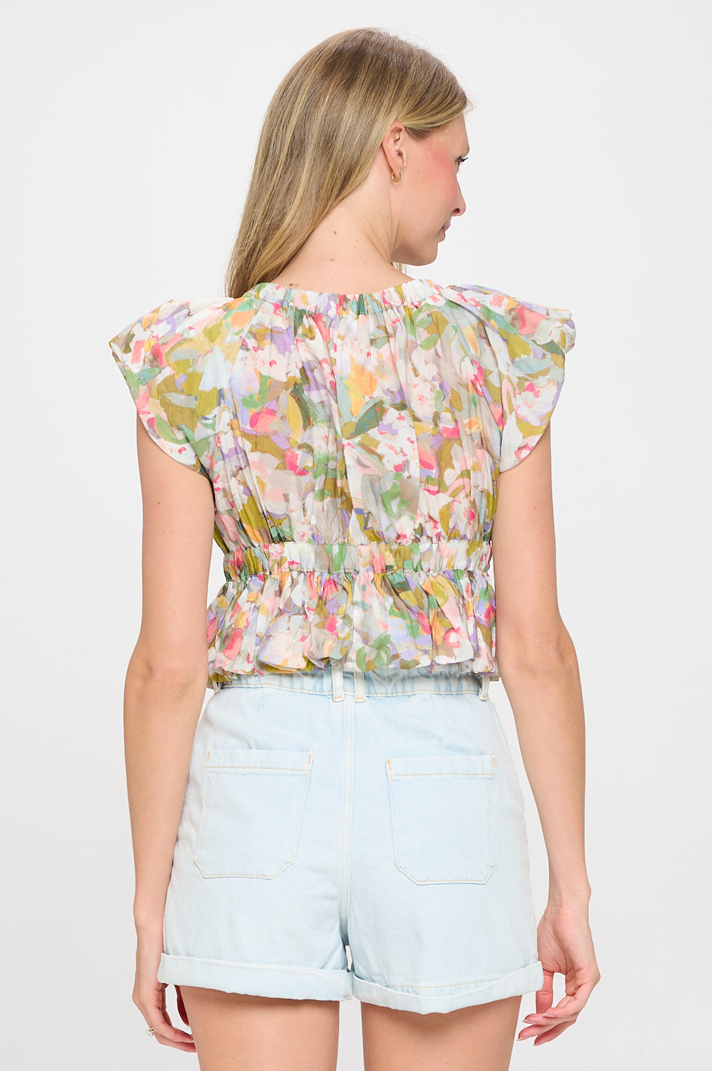 Watercolor Floral Adelina Top