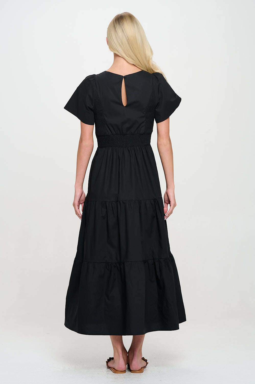 Black Poplin Side Smock Maxi Dress