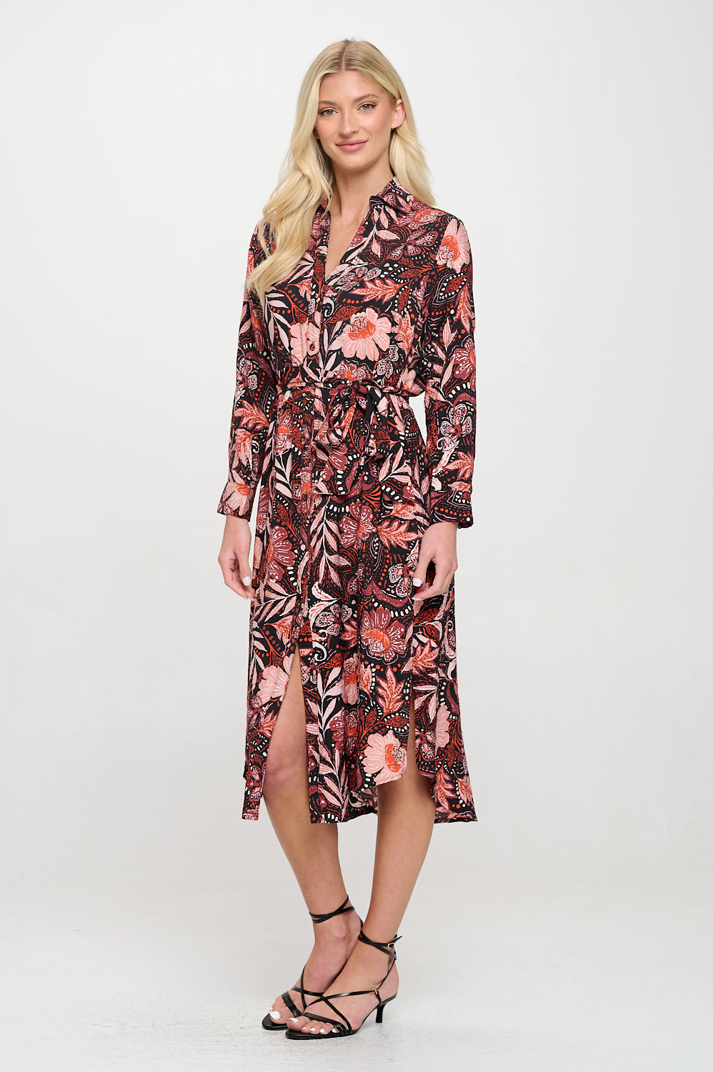 Vintage Floral Paisley Shirt Dress