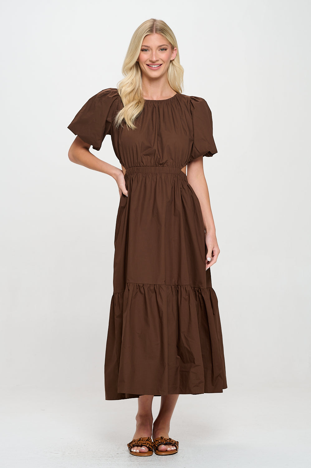 Brown Poplin Maxi Dress