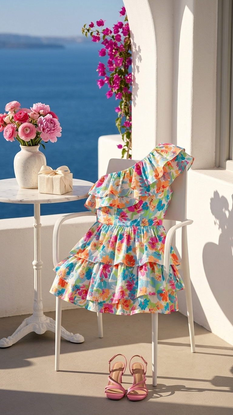Hydra Melina Dress, Hydra Melina, women's dress, floral print, resortwear style, feminine boutique style by Meet Me in Santorini
