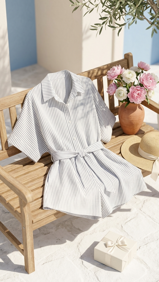 Midnight Stripe Romper