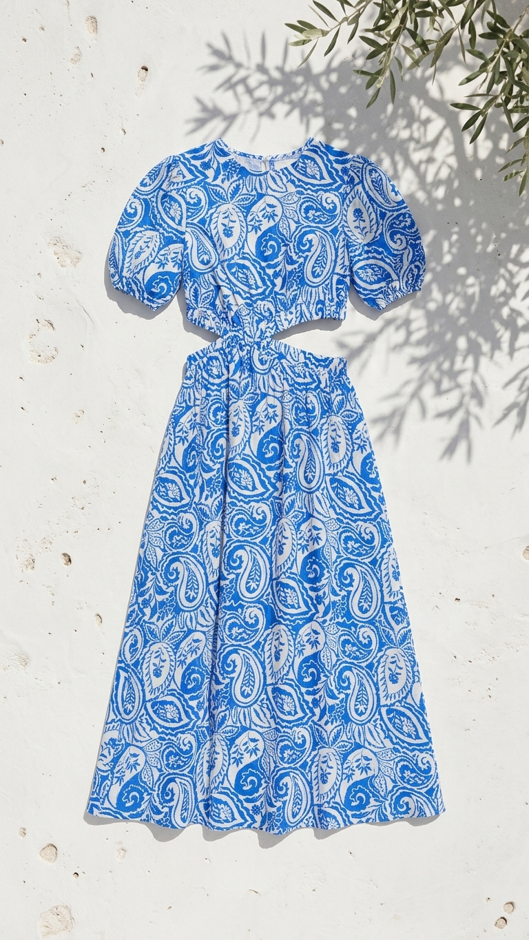 Athena Blue Paisley Cut-Out Maxi Dress, Athena Blue Paisley by Meet Me in Santorini
