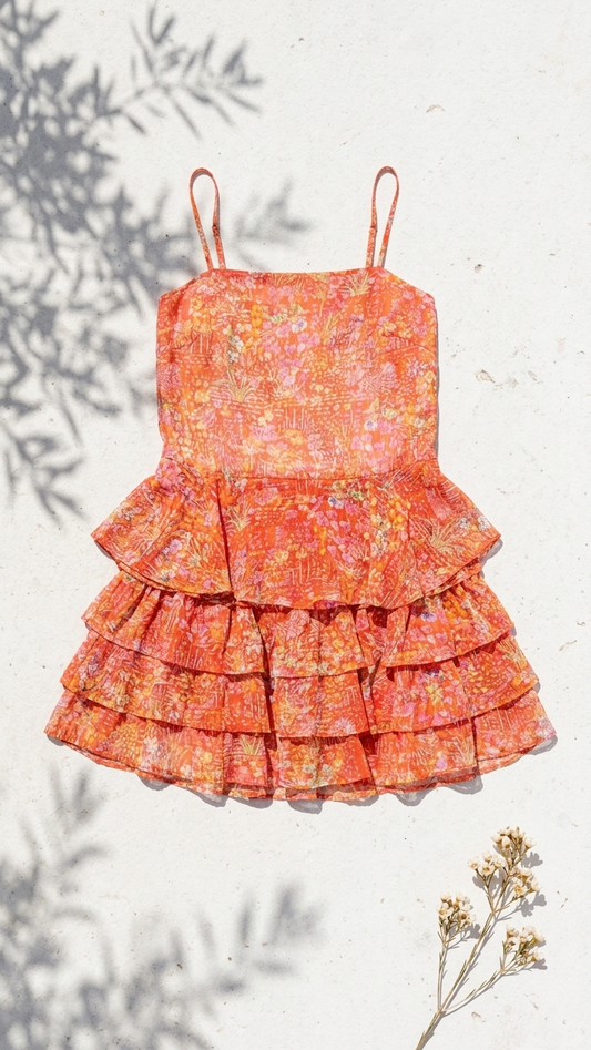 Red Ditsy Set, Red Ditsy, women's matching set, floral print, abstract print, resortwear style by Meet Me in Santorini