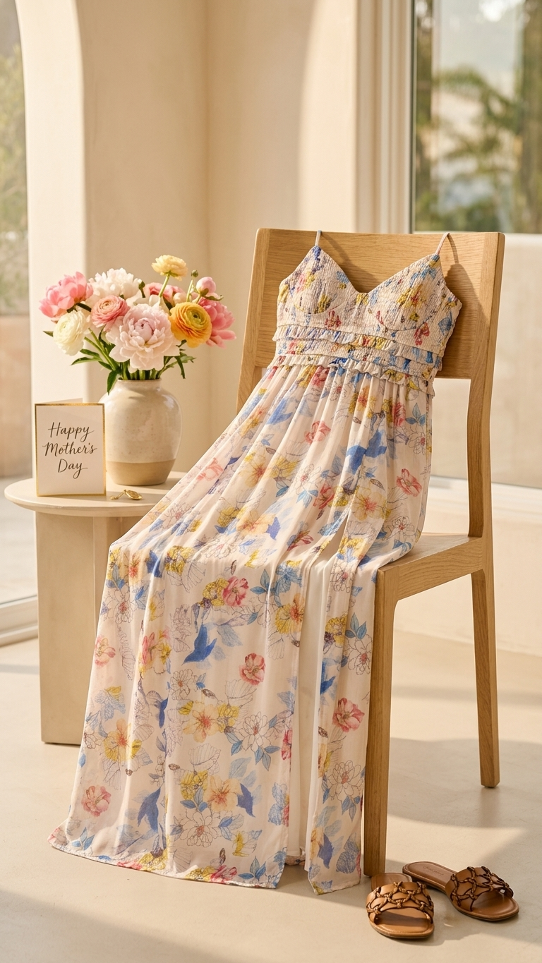 Petal Reverie Maxi Dress, Petal Reverie, women's maxi dress, abstract print, resortwear style, sleeveless silhouette by Meet Me in Santorini
